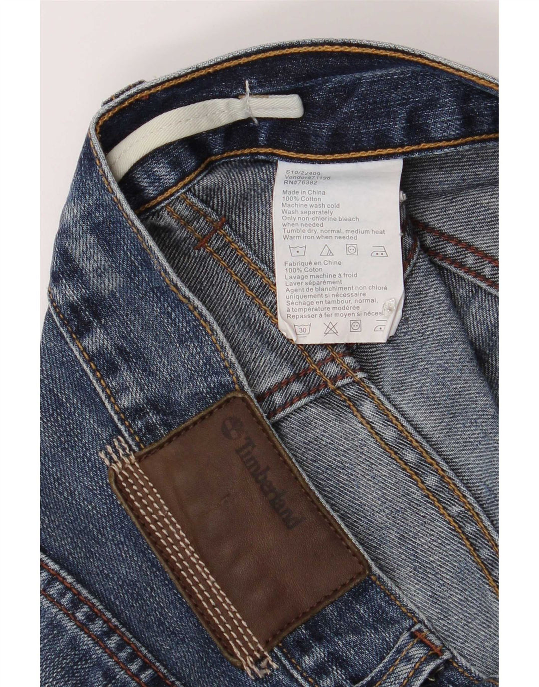 Calça jeans reta masculina Timberland W36 L32 azul algodão