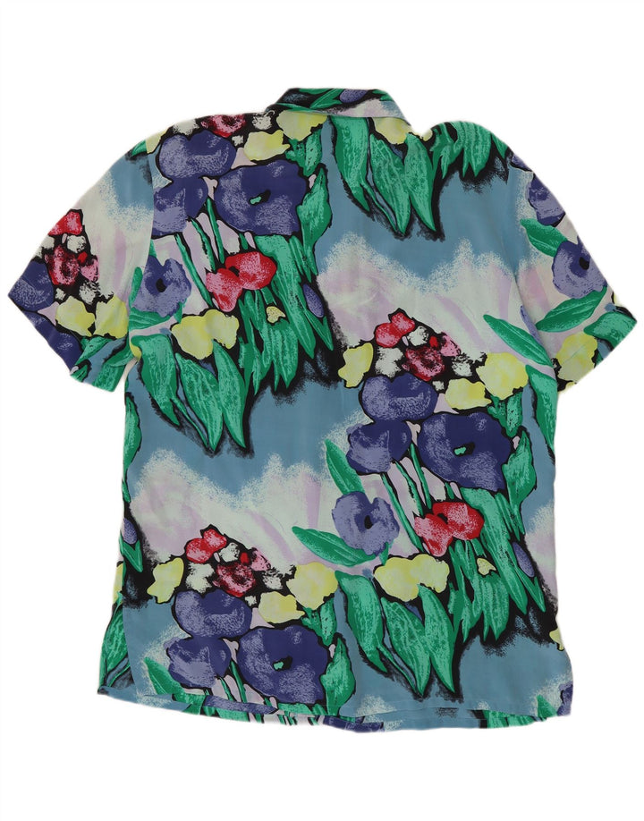 Blusa feminina de manga curta FRANCO CALLEGARI UE 38 azul médio floral