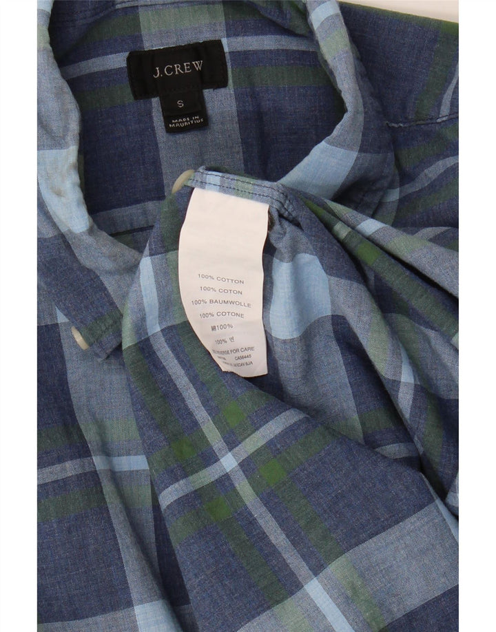 Camisa masculina J. CREW pequena xadrez azul de algodão
