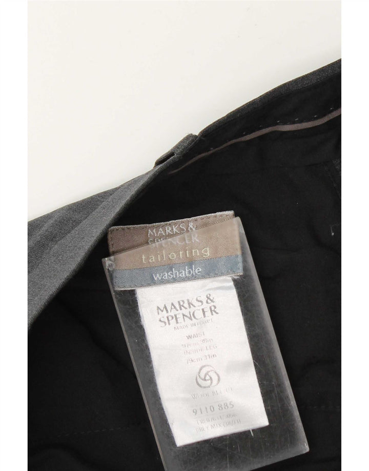 Calça masculina Marks & Spencer sob medida W38 L31 poliéster cinza