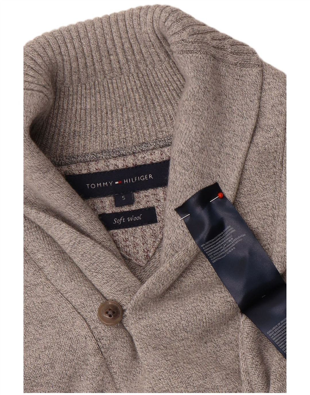 Suéter cardigã masculino Tommy Hilfiger pequeno algodão cinza