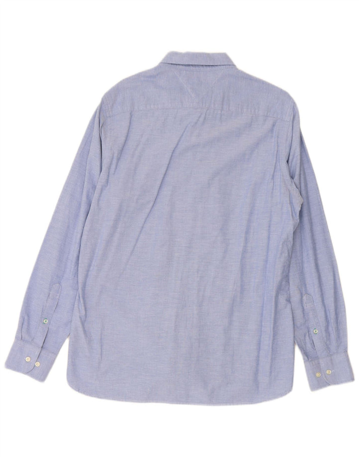 Camisa masculina TOMMY HILFIGER Custom Fit de algodão azul médio