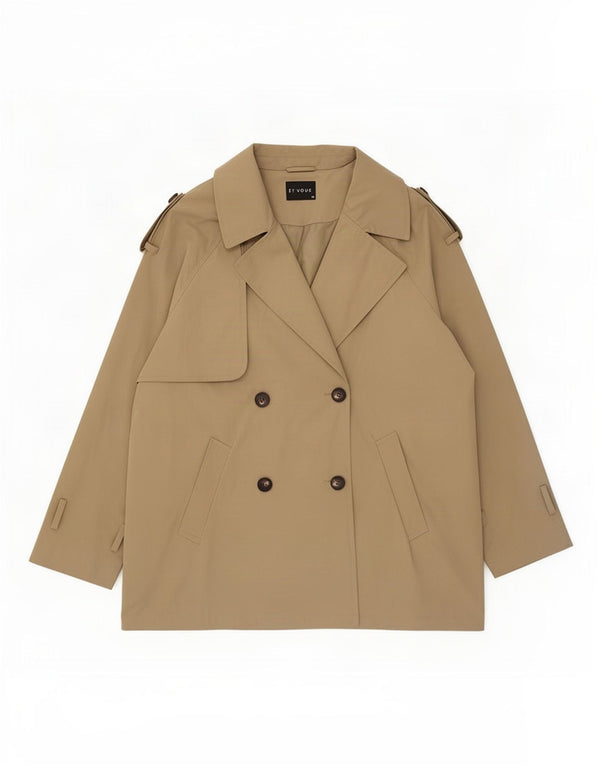 Et Vous Womens Short Trench Coat UK 20 2XL Poliéster cáqui