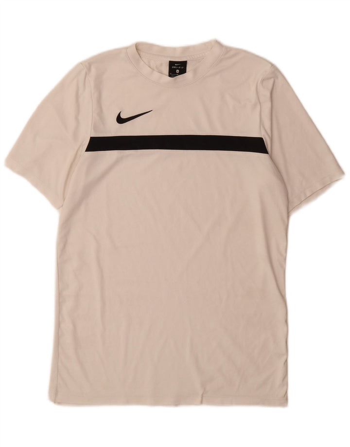 Camiseta masculina Nike Dri Fit Top médio branco colorblock poliéster