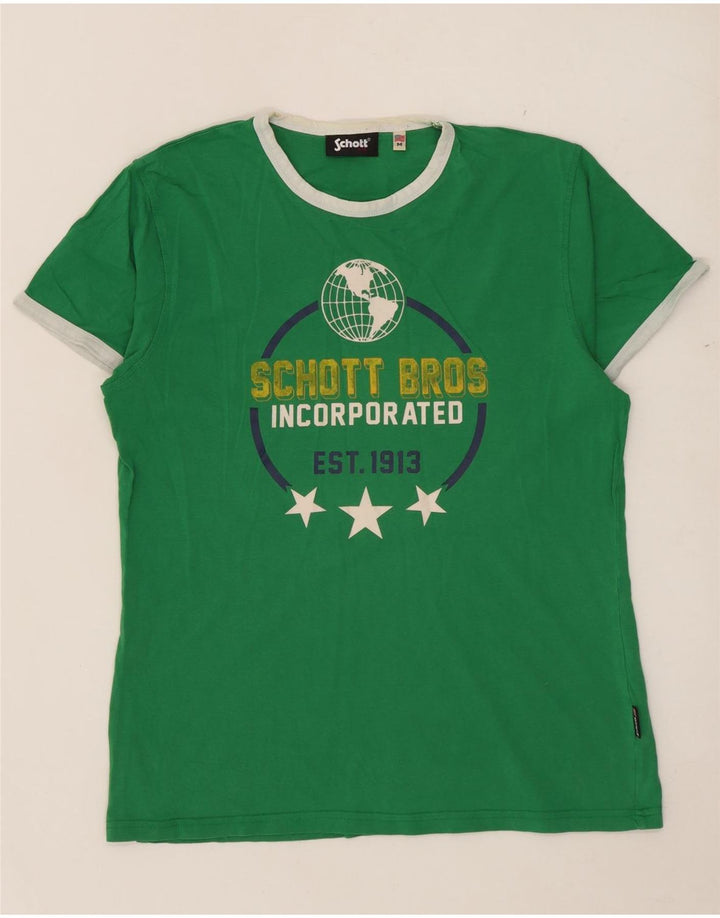 Camiseta masculina Schott com estampa gráfica de algodão verde médio