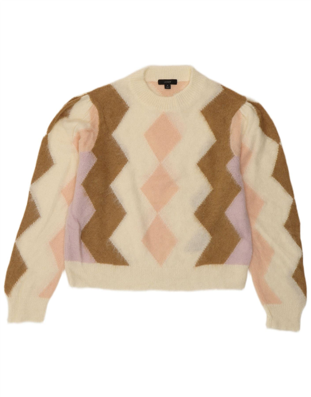 J. CREW Suéter feminino cropped com gola redonda Reino Unido 10 pequeno off white