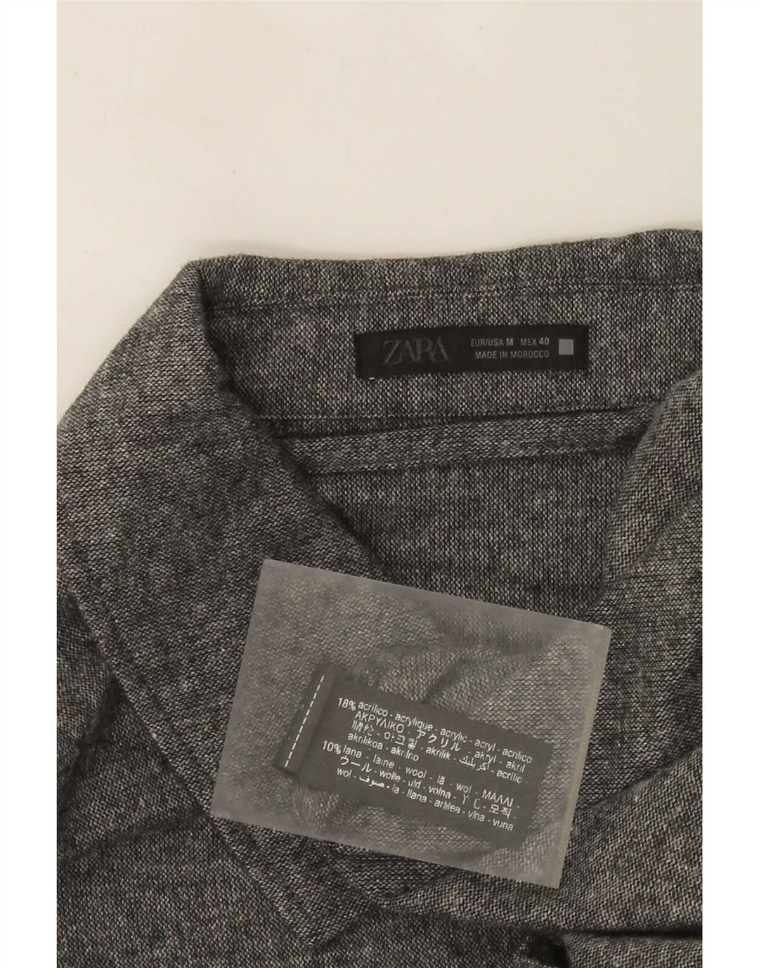 Camisa masculina Zara Overshirt cinza médio acrílico