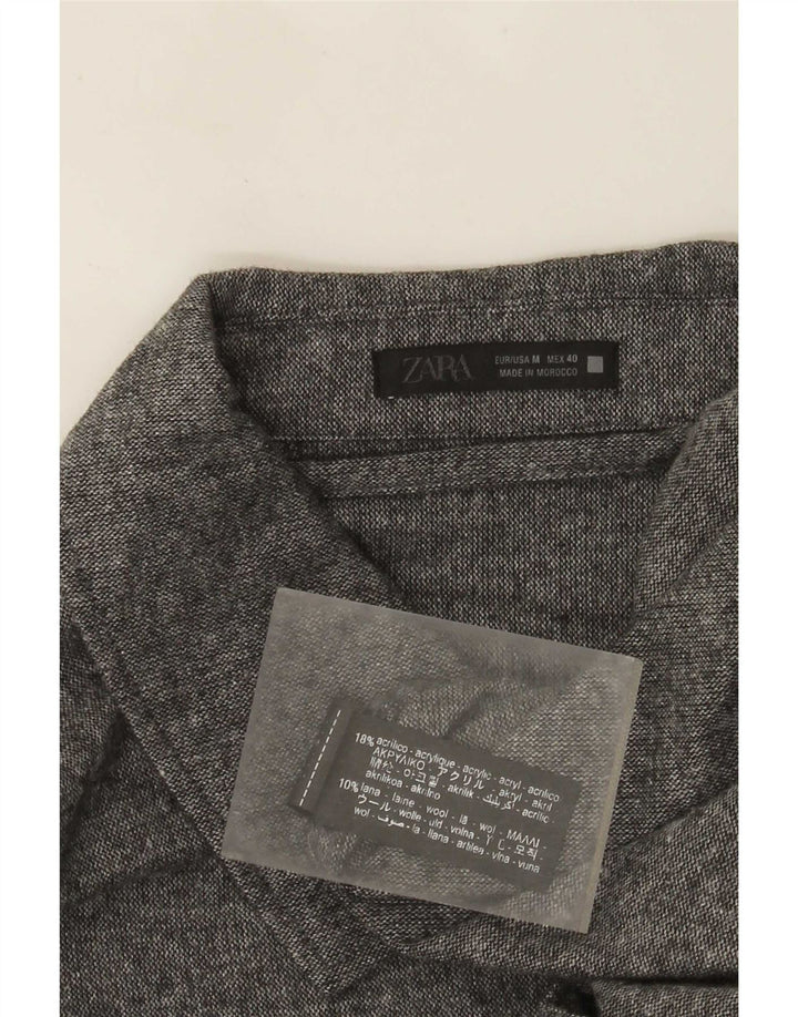 Camisa masculina Zara Overshirt cinza médio acrílico