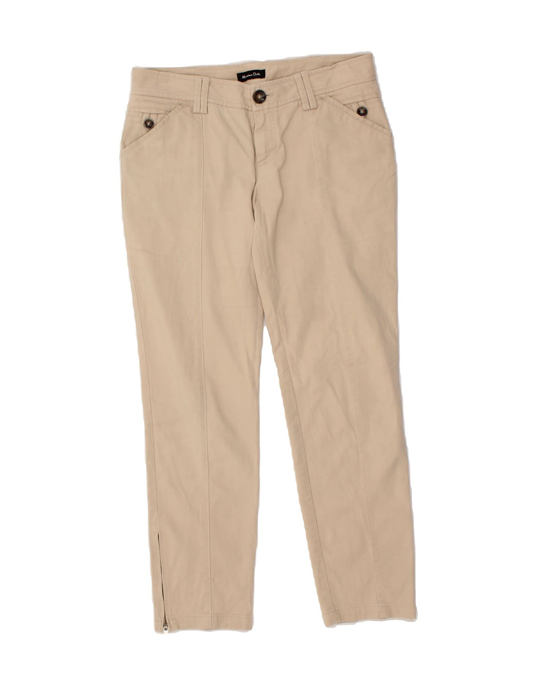 MASSIMO DUTTI Womens Slim Chino Trousers EU 40 Medium W30 L27 Beige Cotton Vintage Massimo Dutti and Second-Hand Massimo Dutti from Messina Hembry 
