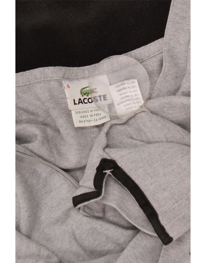 Suéter masculino Lacoste com zíper e pescoço tamanho 6 XL algodão cinza