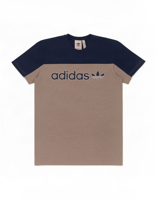 Adidas Mens Graphic T-Shirt Top Cinza Médio Algodão Colourblock