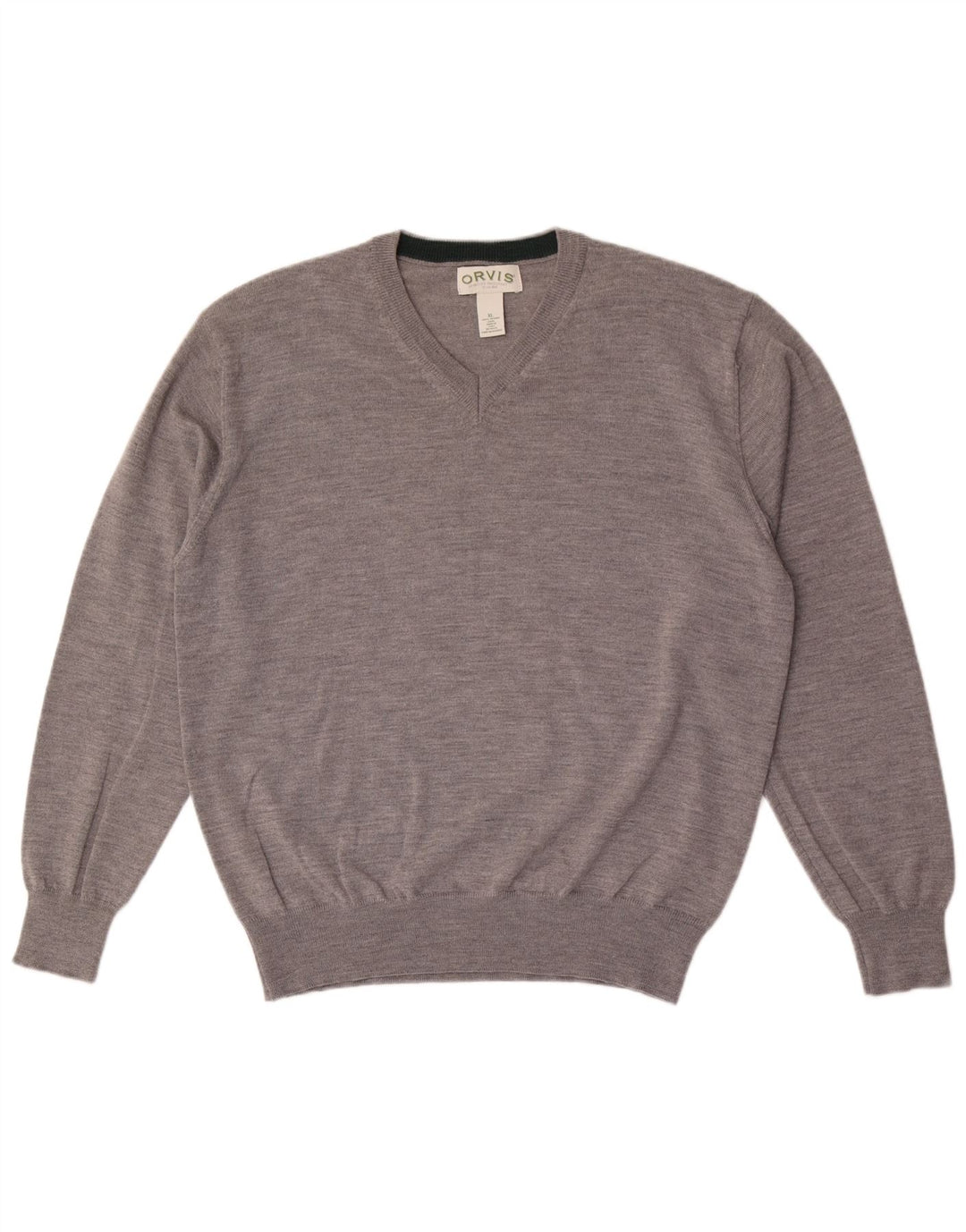 Suéter masculino ORVIS com decote em V XL lã cinza