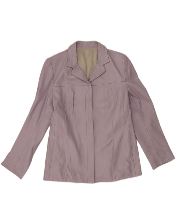 Jaqueta blazer feminina de couro com zíper completo Alta Moda IT 50 XL couro roxo