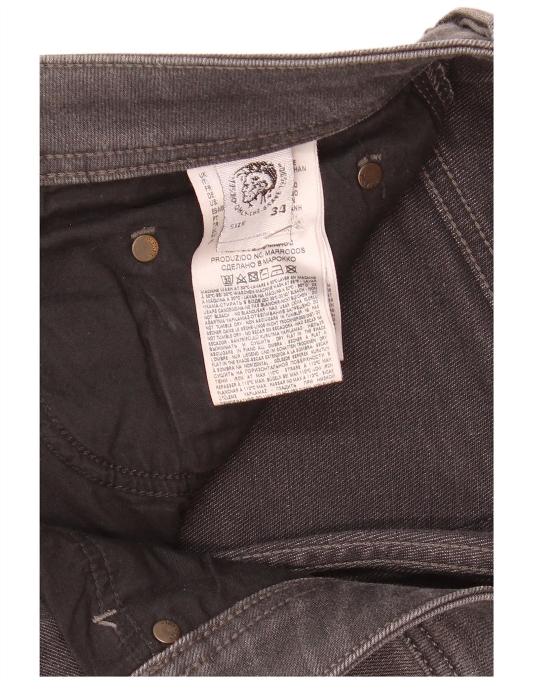 Diesel Mens Slim Jeans W34 L30 Cinza Algodão