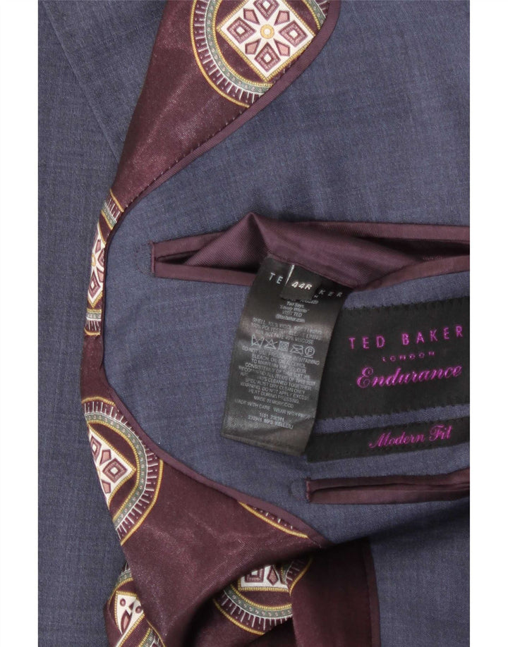 Ted Baker Mens 2 Button Blazer Jacket UK 44 2XL Lã Azul