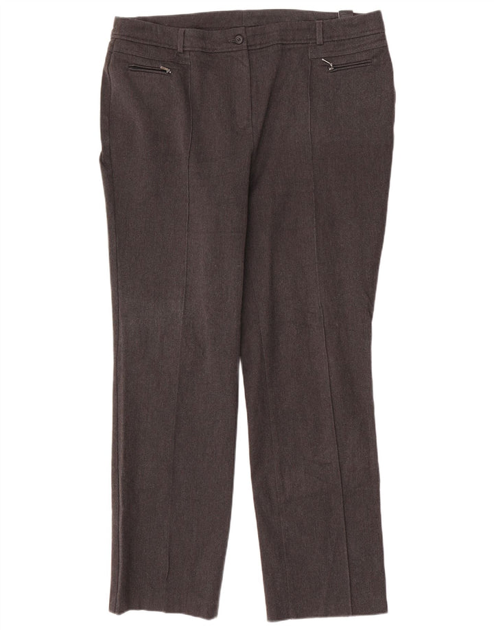 Calça reta feminina Marks & Spencer Reino Unido 16 grande W36 L31 poliéster cinza