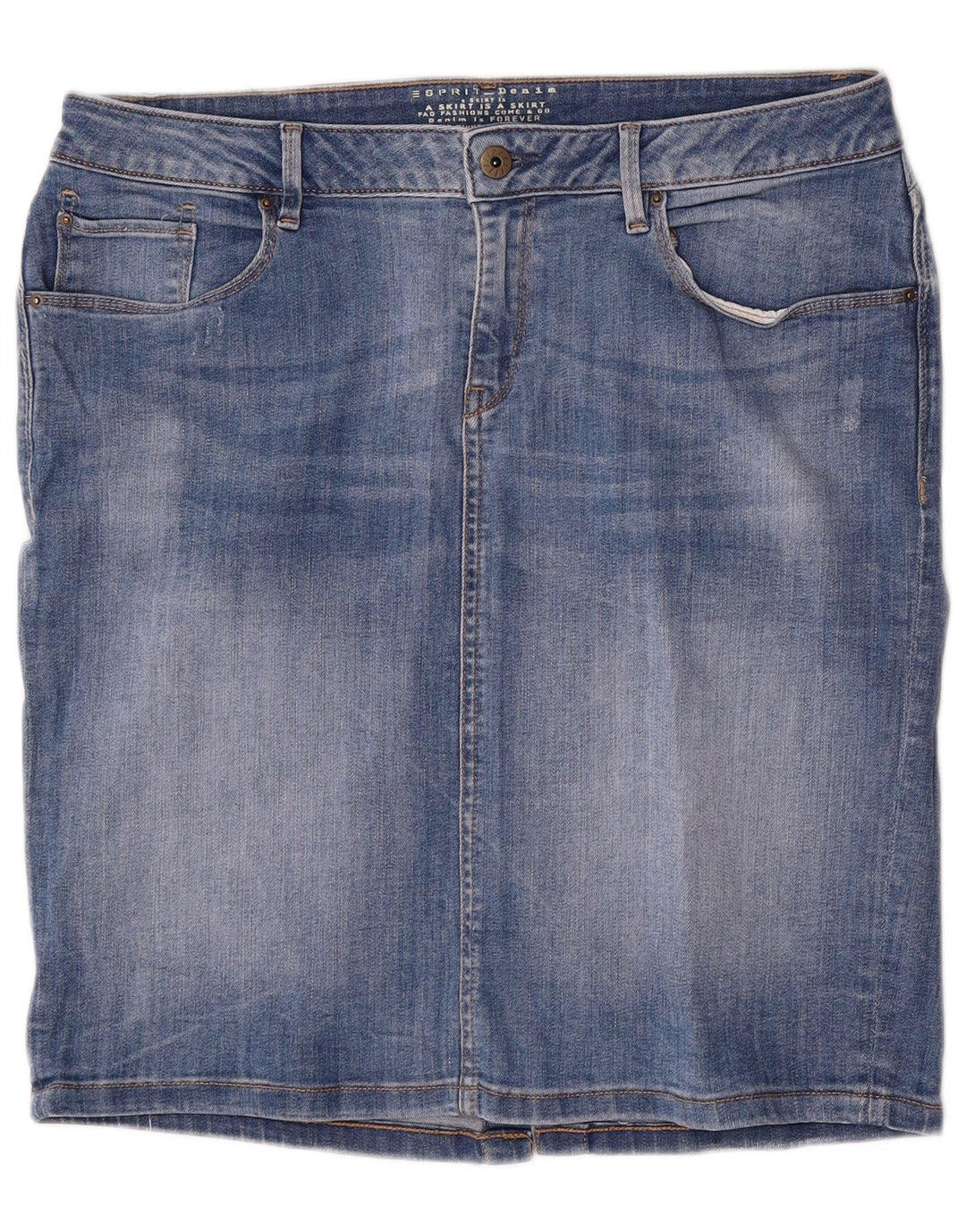 Saia jeans feminina Esprit W34 grande algodão azul