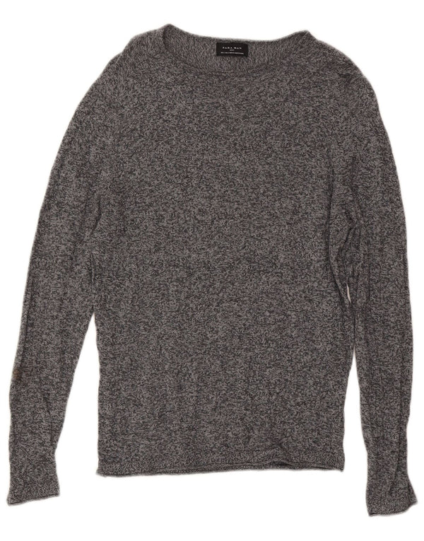 Zara Top masculino manga comprida pequeno cinza manchado