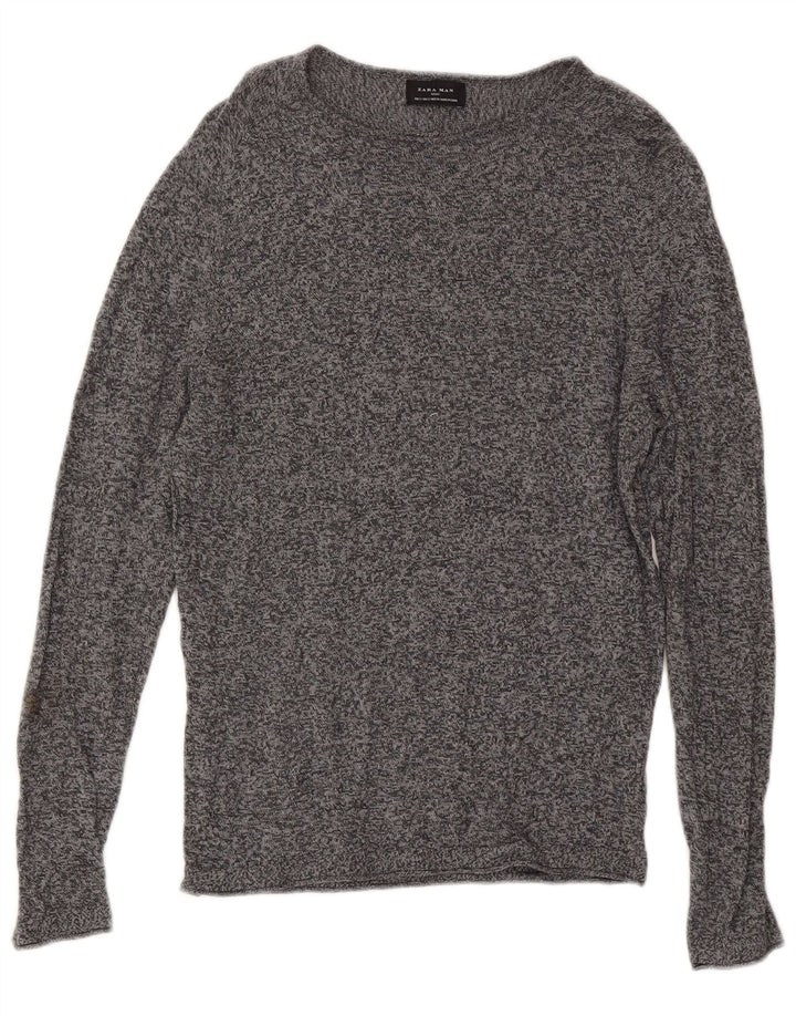 Zara Top masculino manga comprida pequeno cinza manchado