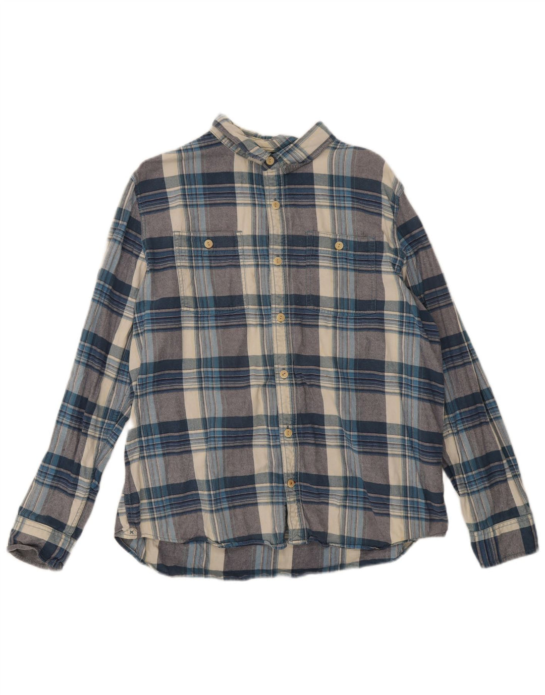 Camisa masculina de flanela Fat Face XL algodão xadrez azul