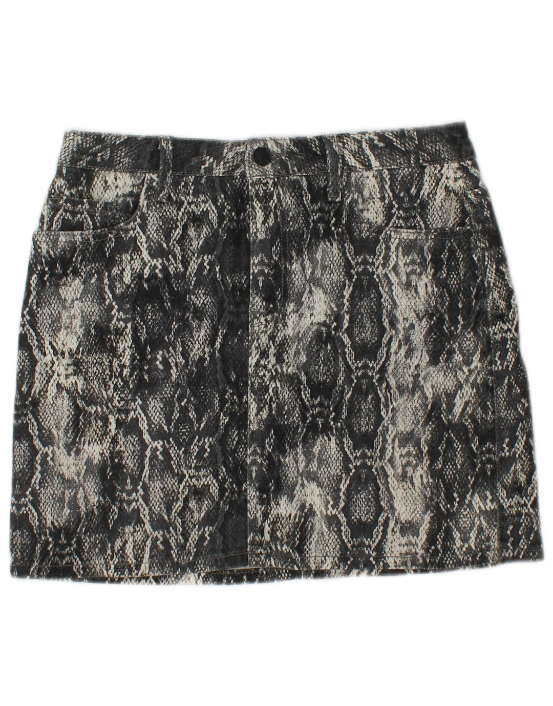 Minissaia feminina ZARA média W30 cinza animal print algodão