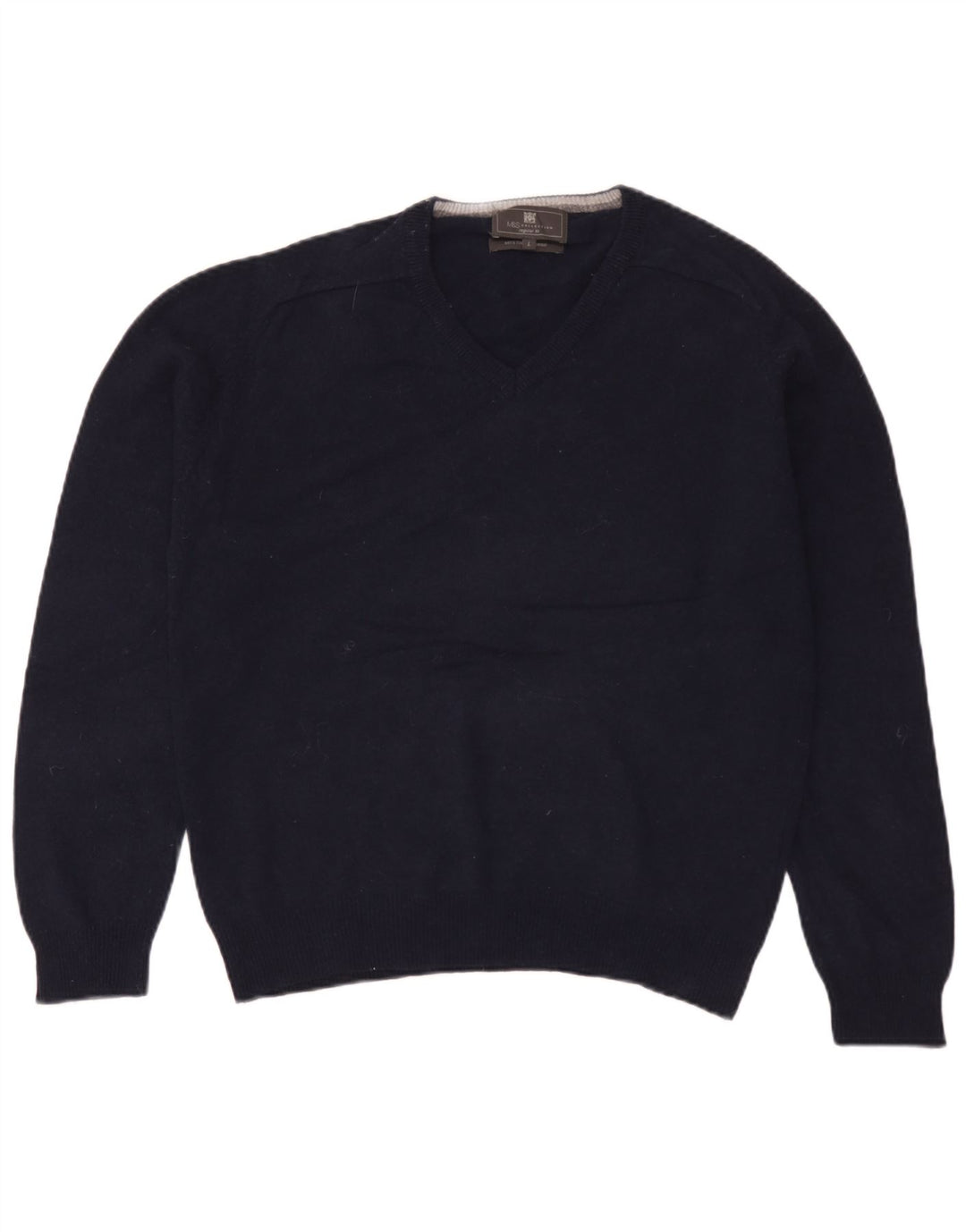 Suéter masculino Marks & Spencer de ajuste regular com decote em V grande azul marinho