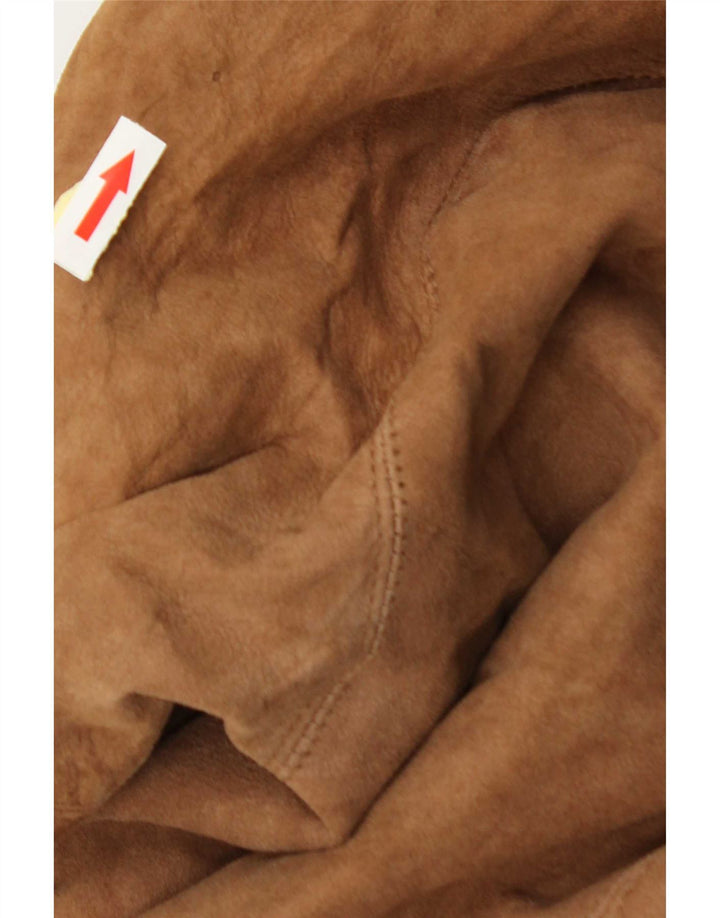 Jaqueta masculina vintage Shearling UK 38 couro marrom médio
