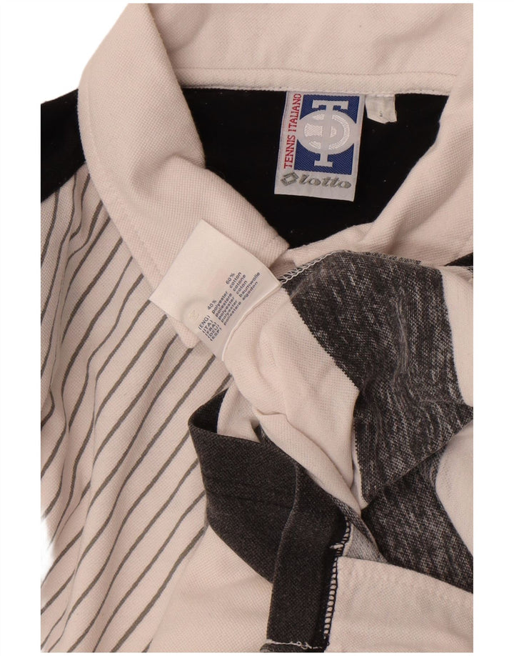 Camisa masculina Lotto manga curta solta ajuste pequeno poliéster branco colorblock