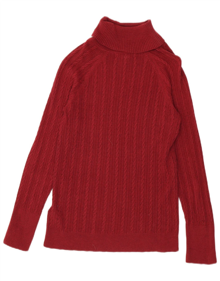 Suéter feminino Eddie Bauer com gola redonda e algodão vermelho médio UK 12