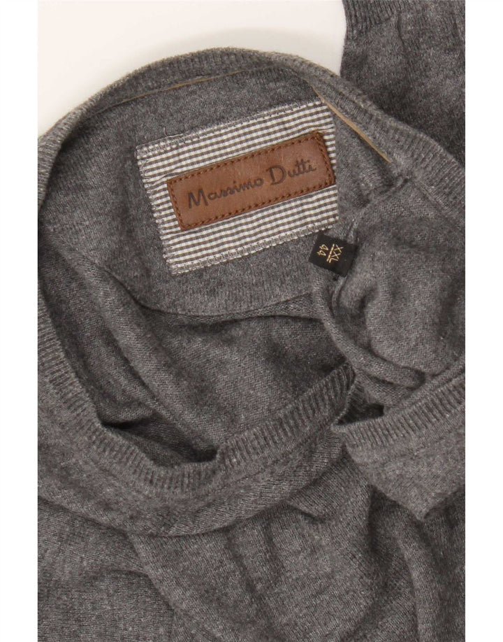 Suéter masculino Massimo Dutti regular fit com decote em V 2XL cinza