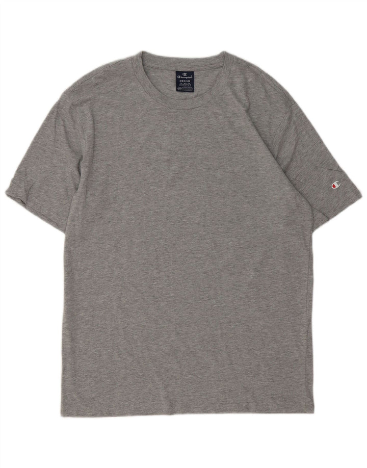 Camiseta masculina CHAMPION Top algodão manchado cinza médio