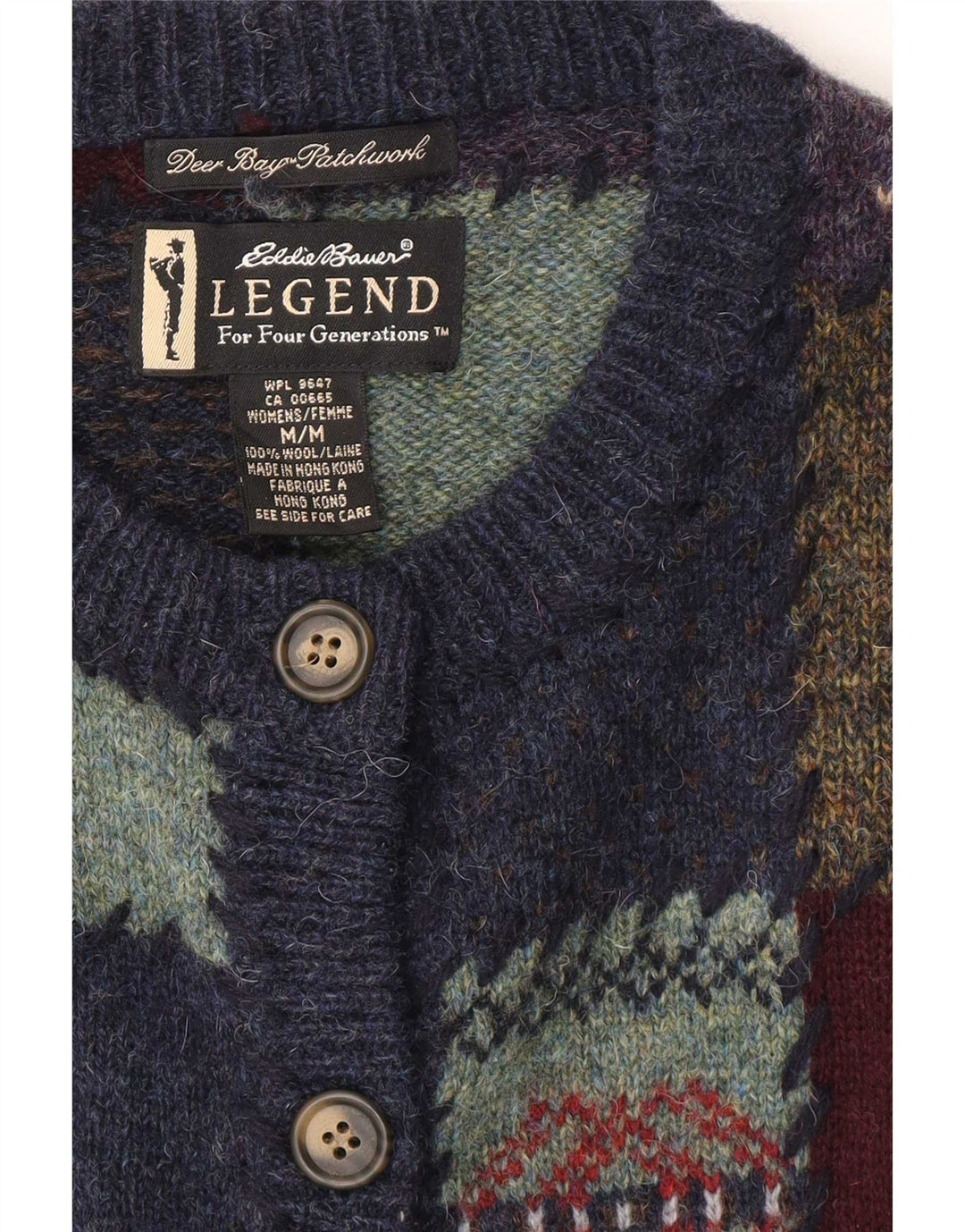 Suéter cardigã feminino Eddie Bauer Reino Unido 14 patchwork médio multicolorido