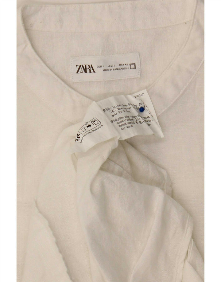 Camisa pulôver masculina Zara grande linho branco