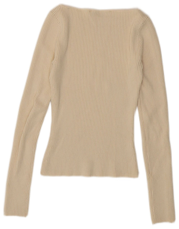 Zara Womens Crop Top Manga Longa Reino Unido 8 Pequeno Bege