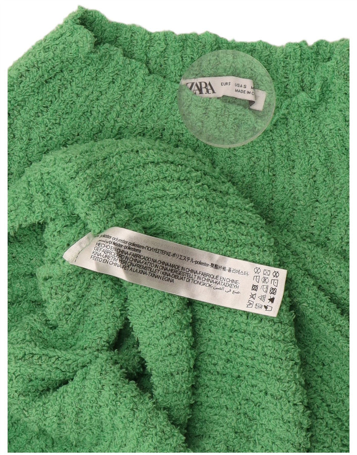 Suéter feminino Zara com gola tartaruga Reino Unido 10 poliéster verde pequeno