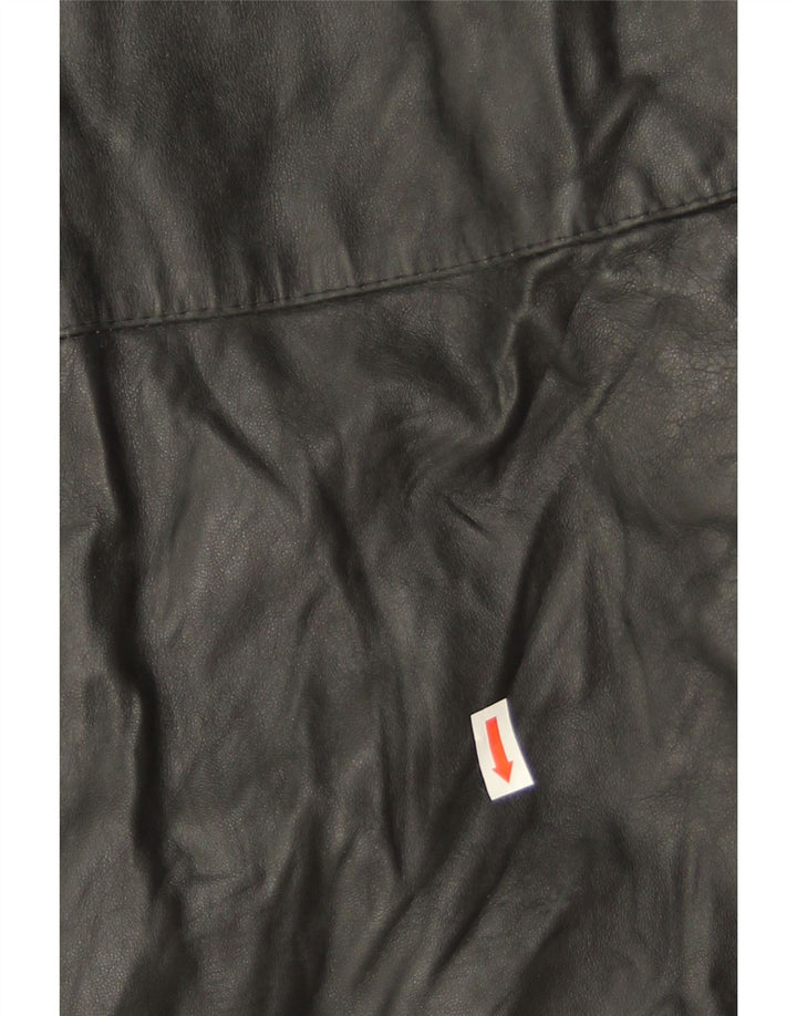 Casaco de couro superdimensionado feminino vintage IT 46 couro preto grande