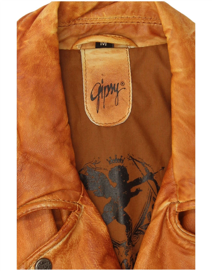 Jaqueta feminina de couro Gipsy para motociclista Reino Unido 14 couro marrom médio