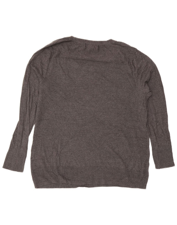 Suéter feminino Eddie Bauer com gola redonda, Reino Unido 18 XL, algodão manchado cinza