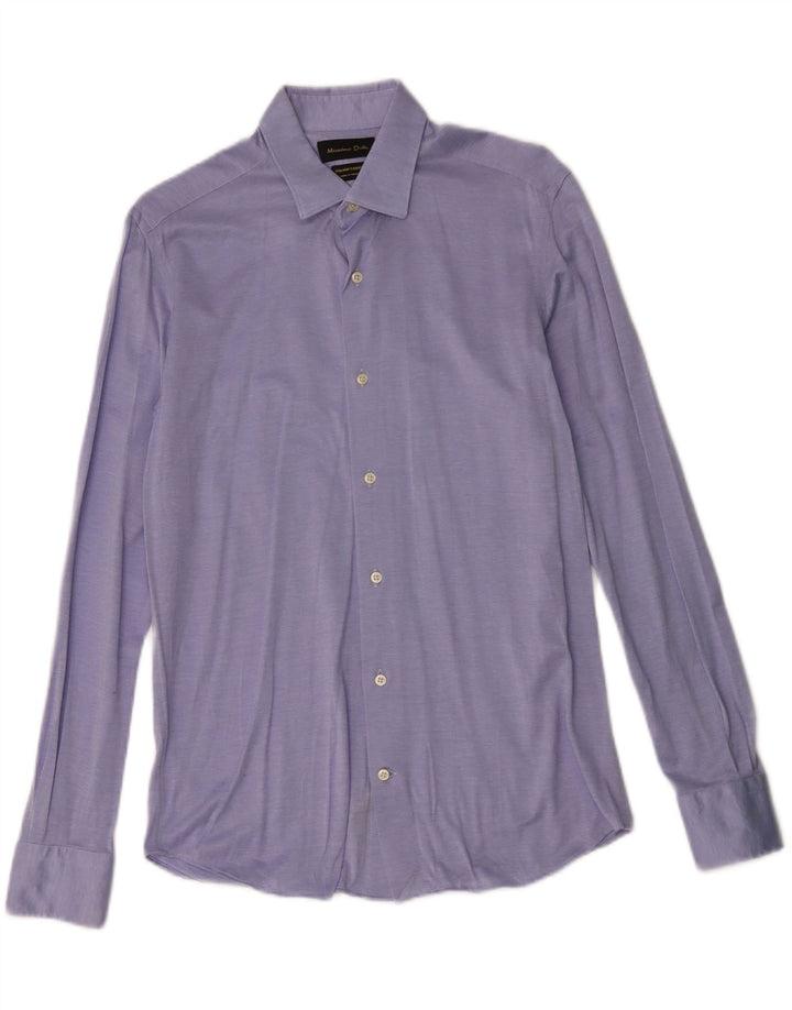 Camisa masculina MASSIMO DUTTI pequena azul algodão