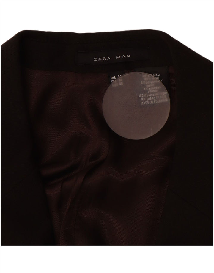 Jaqueta blazer masculina ZARA com 2 botões EU 54 XL lã marrom