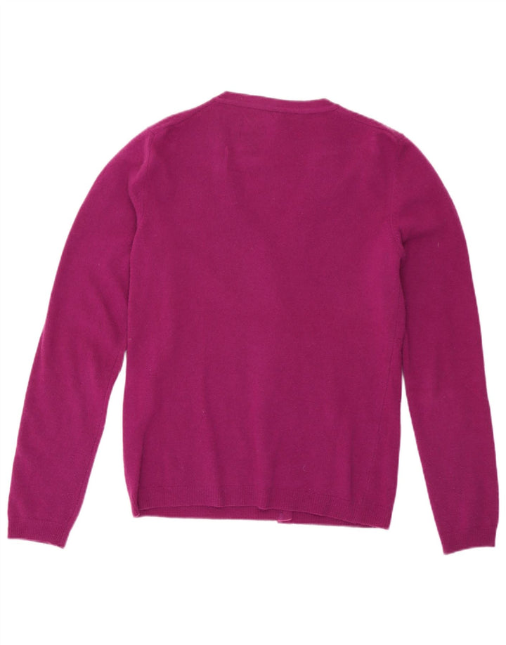 Suéter cardigã feminino Benetton Reino Unido 8 lã roxa pequena