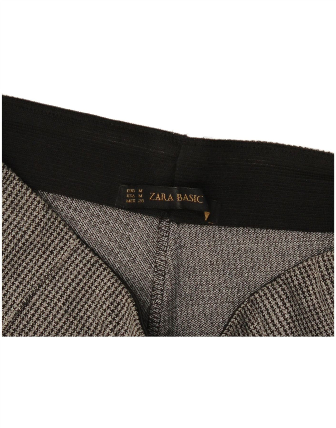 Zara Calça feminina casual estribo UK 12 cinza médio Houndstooth