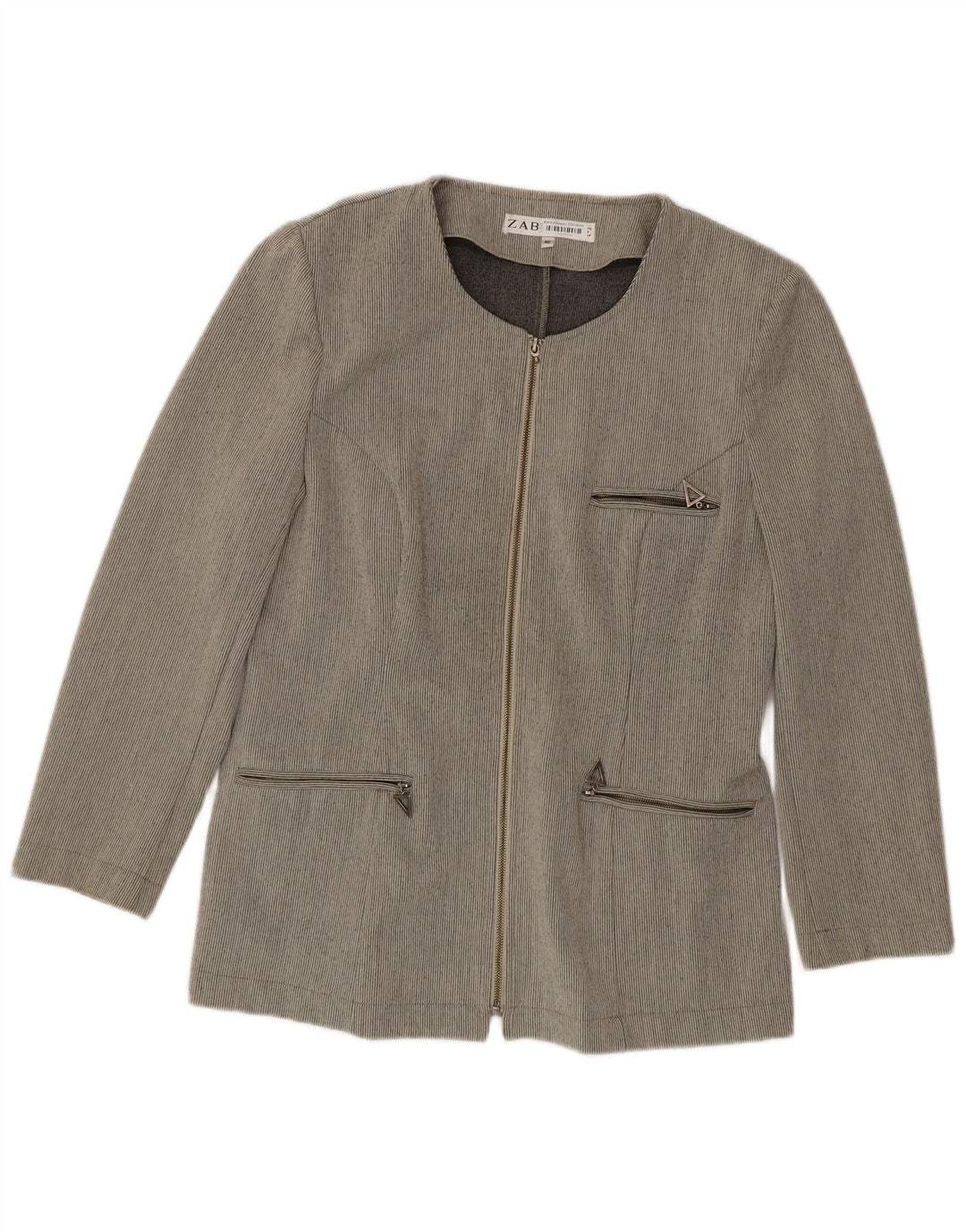 Jaqueta blazer feminina Zabaione com zíper completo IT 42 risca de giz cinza médio
