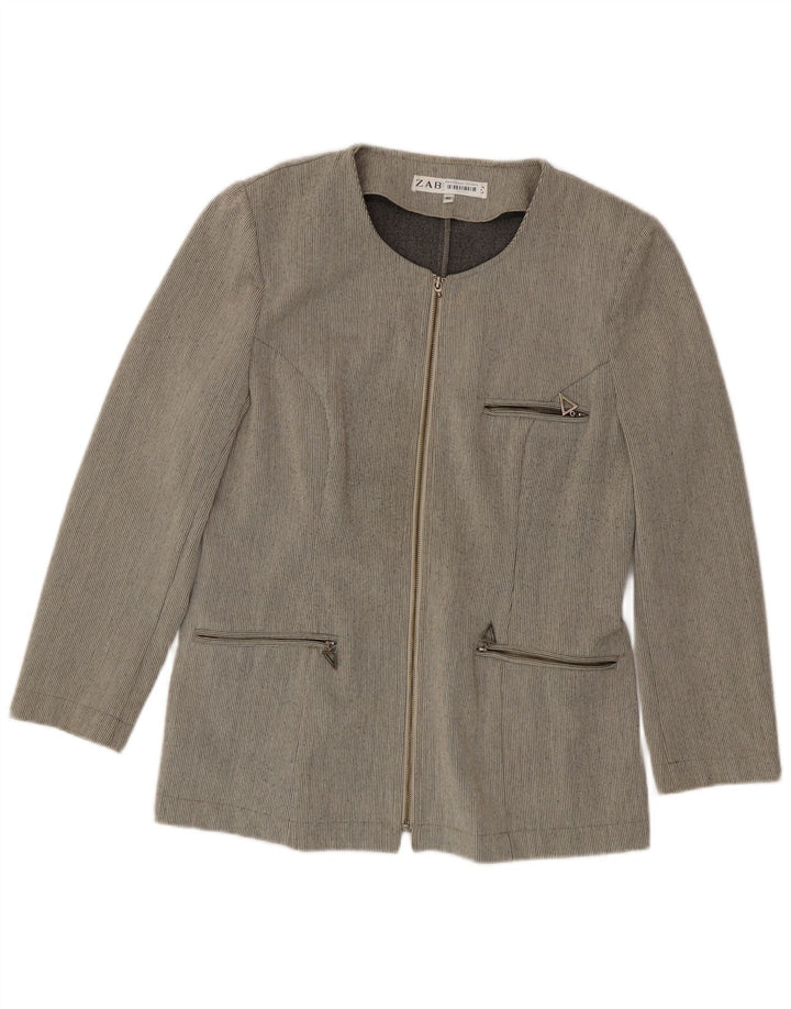 Jaqueta blazer feminina Zabaione com zíper completo IT 42 risca de giz cinza médio