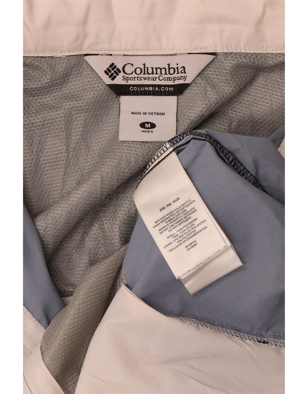 Columbia Jaqueta de chuva masculina com capuz UK 38 Poliéster colorblock branco médio