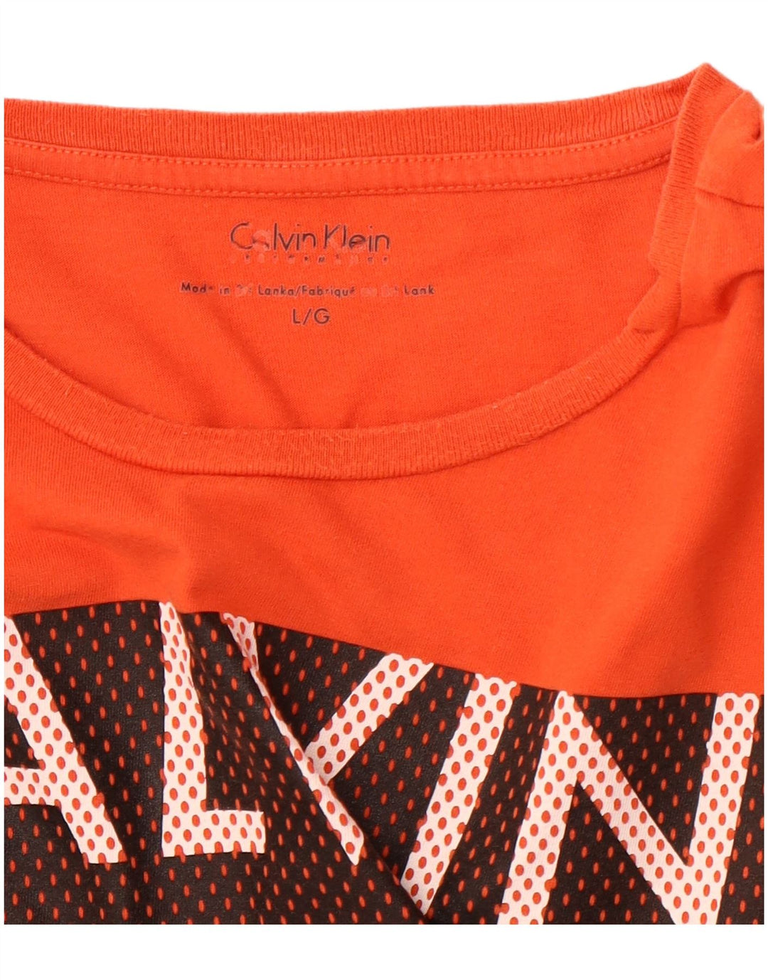 Camiseta masculina CALVIN KLEIN com estampa gráfica grande laranja