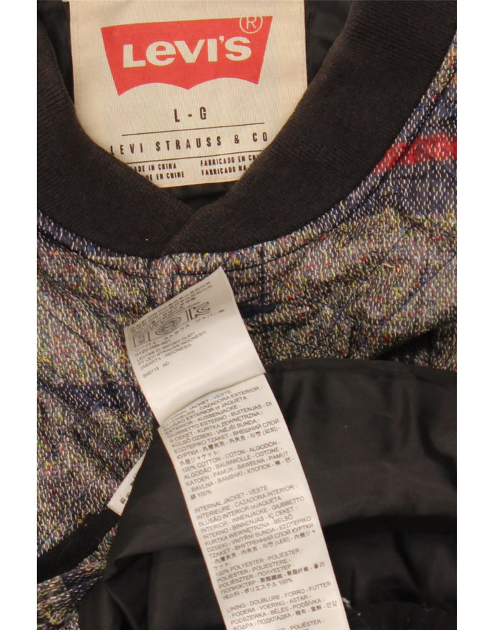 Jaqueta acolchoada masculina Levi's UK 40 grande algodão listrado cinza