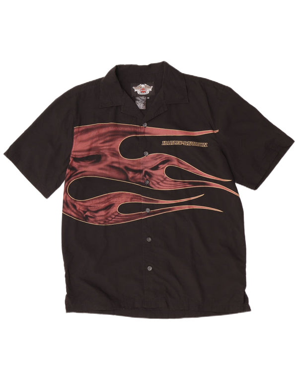 Camisa gráfica masculina de manga curta Harley Davidson média preta para motocicleta