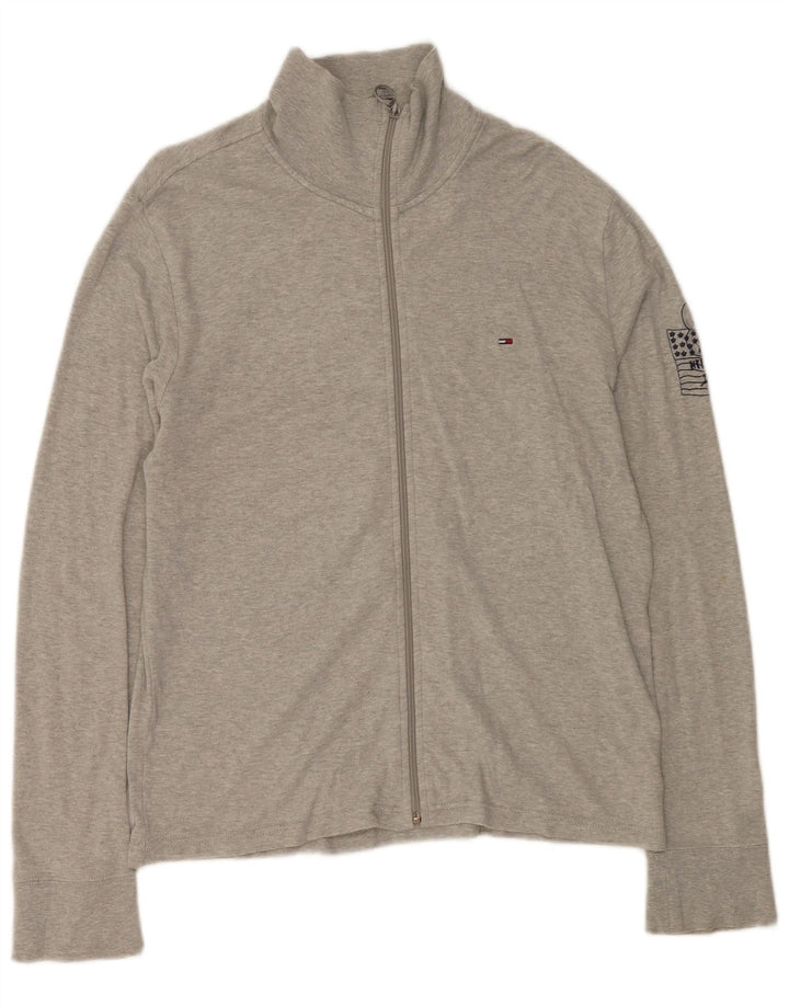 Tommy Hilfiger Jaqueta masculina de agasalho grande algodão cinza