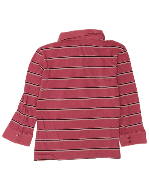 Camisa polo feminina Nike manga 3/4 UK 16/18 XL algodão listrado rosa